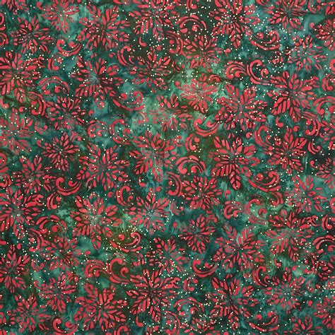 noel etched poinsettia metallic green fabric|Artisan Batiks .